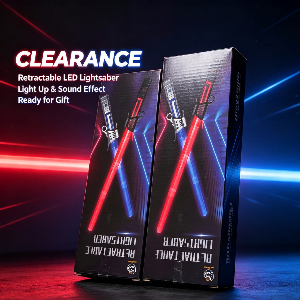 Retractable Light Saber Toy for Kids Clearance, RGB Color Changing LED Light Up Sword with Sound Effect, Cosplay Dueling Lightsaber Toy for Party Halloween Gift