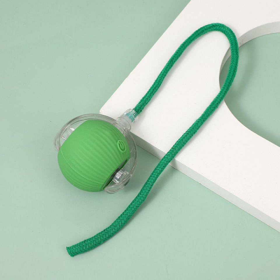 Cat Toy Ball with Tail Rope, Smart Rolling Ball, LED Light, Electric Self-Rolling Pet Toy, Interactive Cat Jumping Ball, Automatic Cat Teaser Ball, Small Dog Toy, Pet Excercise, Cat Activity (Red)