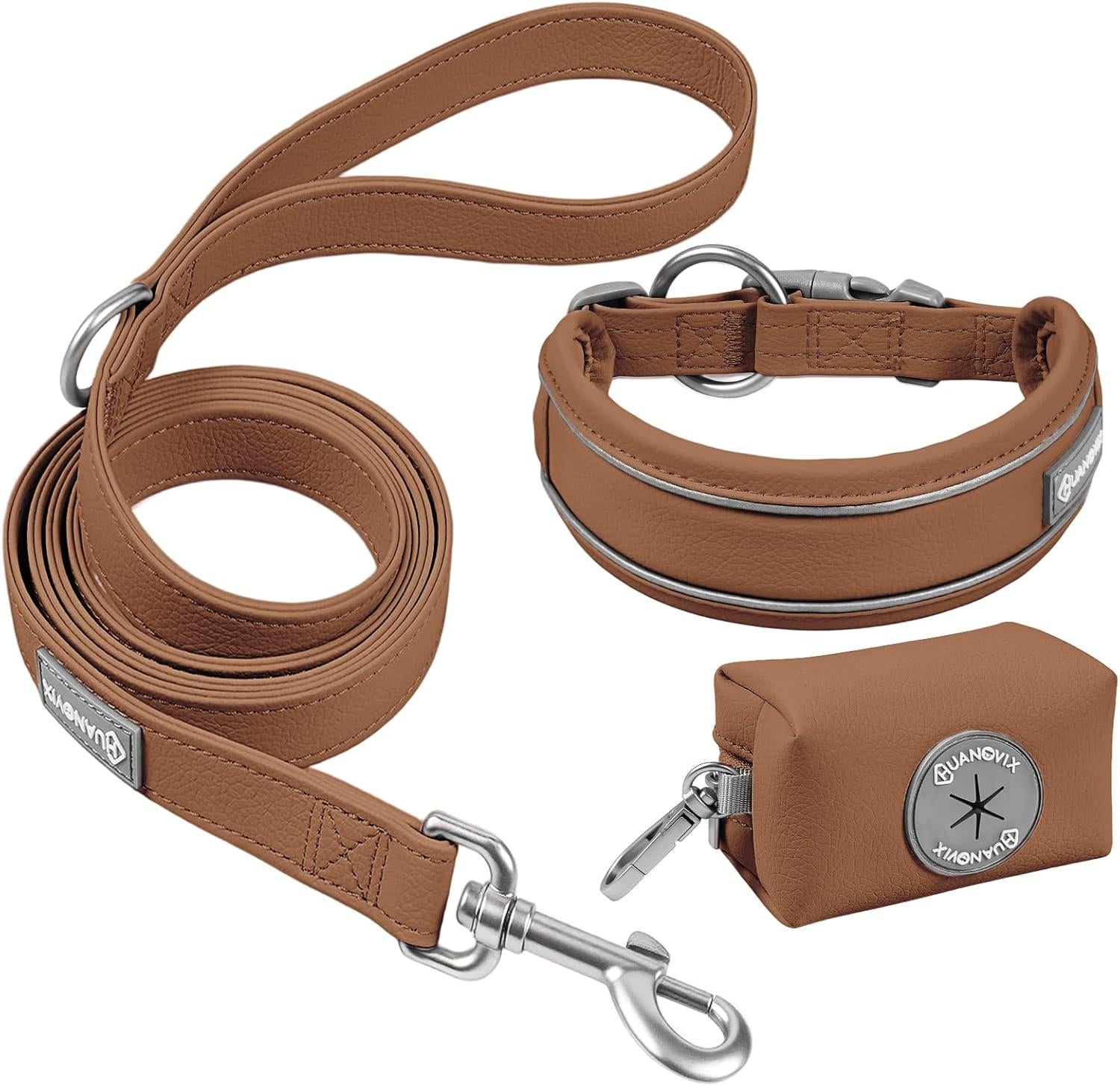 PU Leather Dog Collar & Leash Set, Limited Stock Clearance Sale