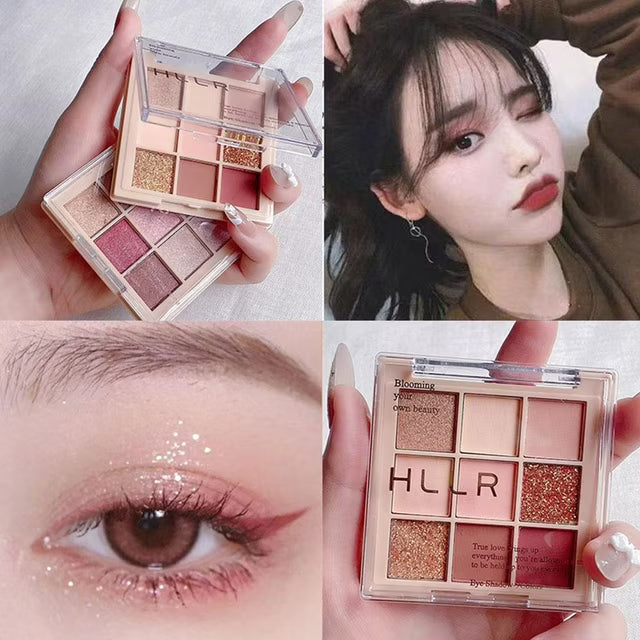 Clearance HLLR 9 Colors Eyeshadow Palette, Matte & Shimmer Nude Eye Shadow Tray, Mixed Palettes Random Shipment