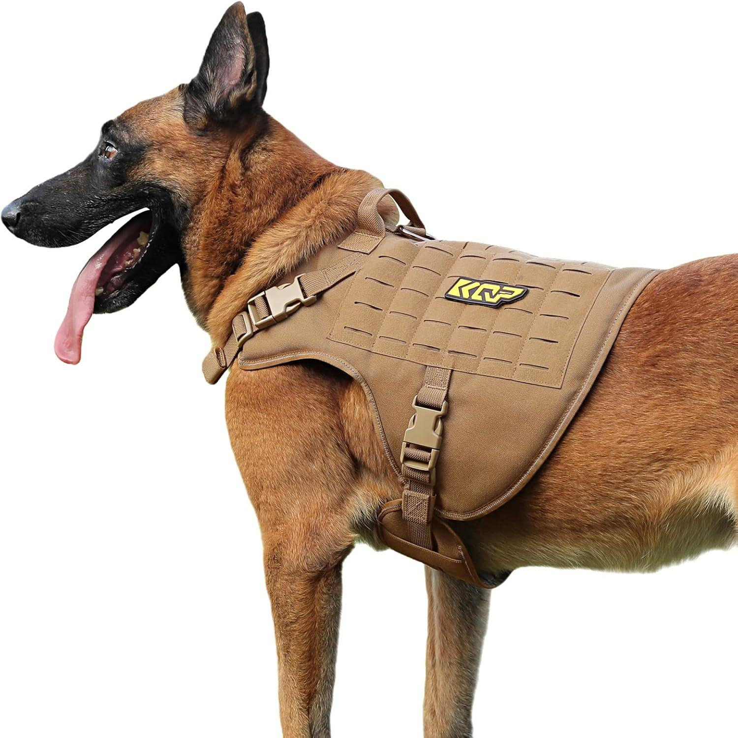 Tactical Dog Harness, No Pull Dog Harness, Military Dog Vest with Adjustable Metal Clips, Reflective Dog Harness for Large Medium Small Dogs, Service Dog Walking Training