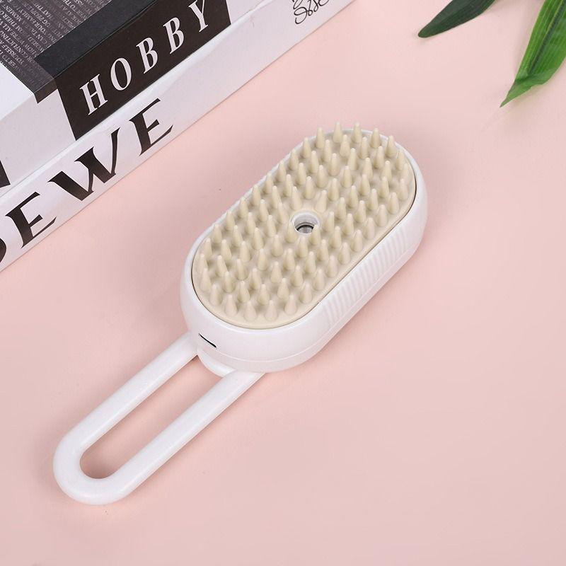 BoBow Cat Steam Brush for Shedding, 4 in 1 Rechargeable Steam Pet Brush for Cats and Dogs, Anti-Static, Massage, Cleaning, Shedding& Combing All In One! (Khaki)
