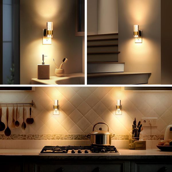 Single Batch Clearance 466 Fixed Style Plug-in Crystal Night Lamp, Warm Glow Decorative Wall Night Light Single Stock