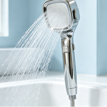 High Pressure Handheld Shower Head with One-Touch Pause Button – Chrome