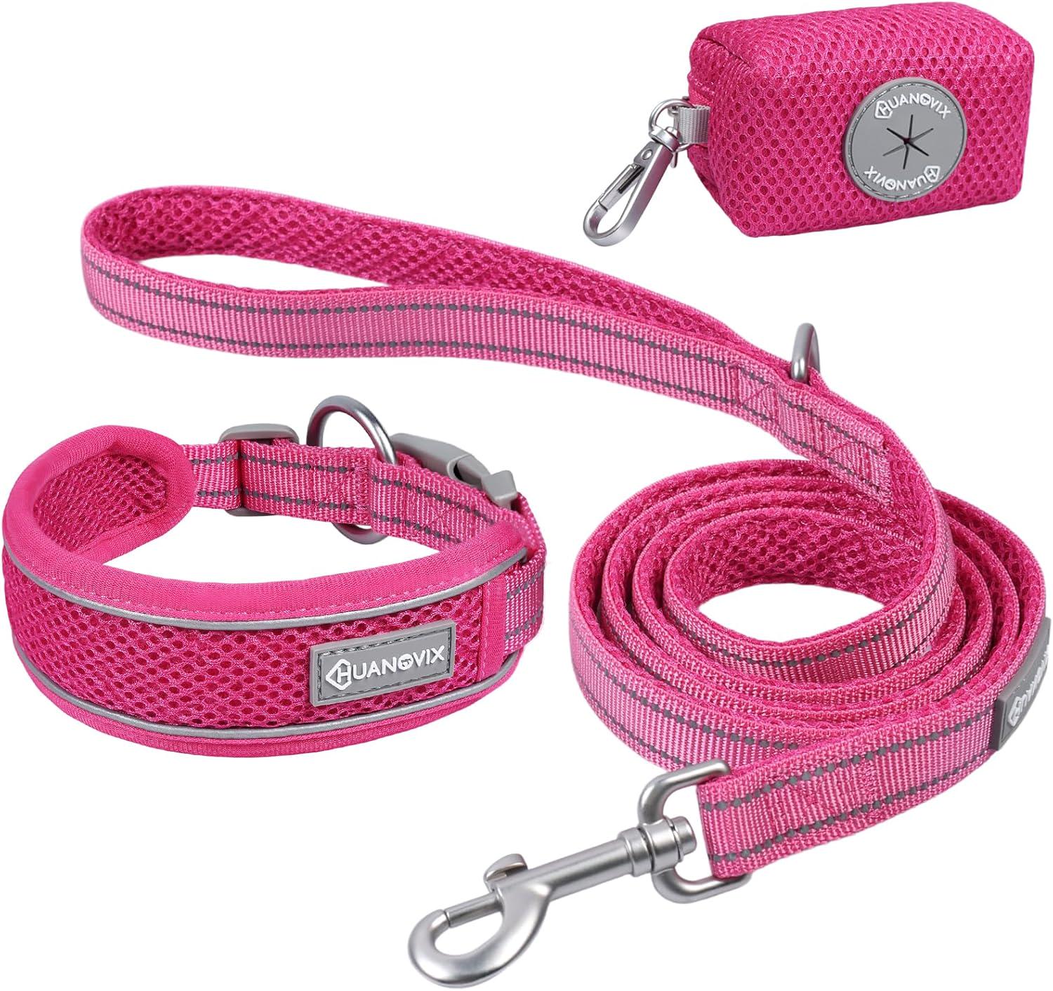 PU Leather Dog Collar & Leash Set, Limited Stock Clearance Sale