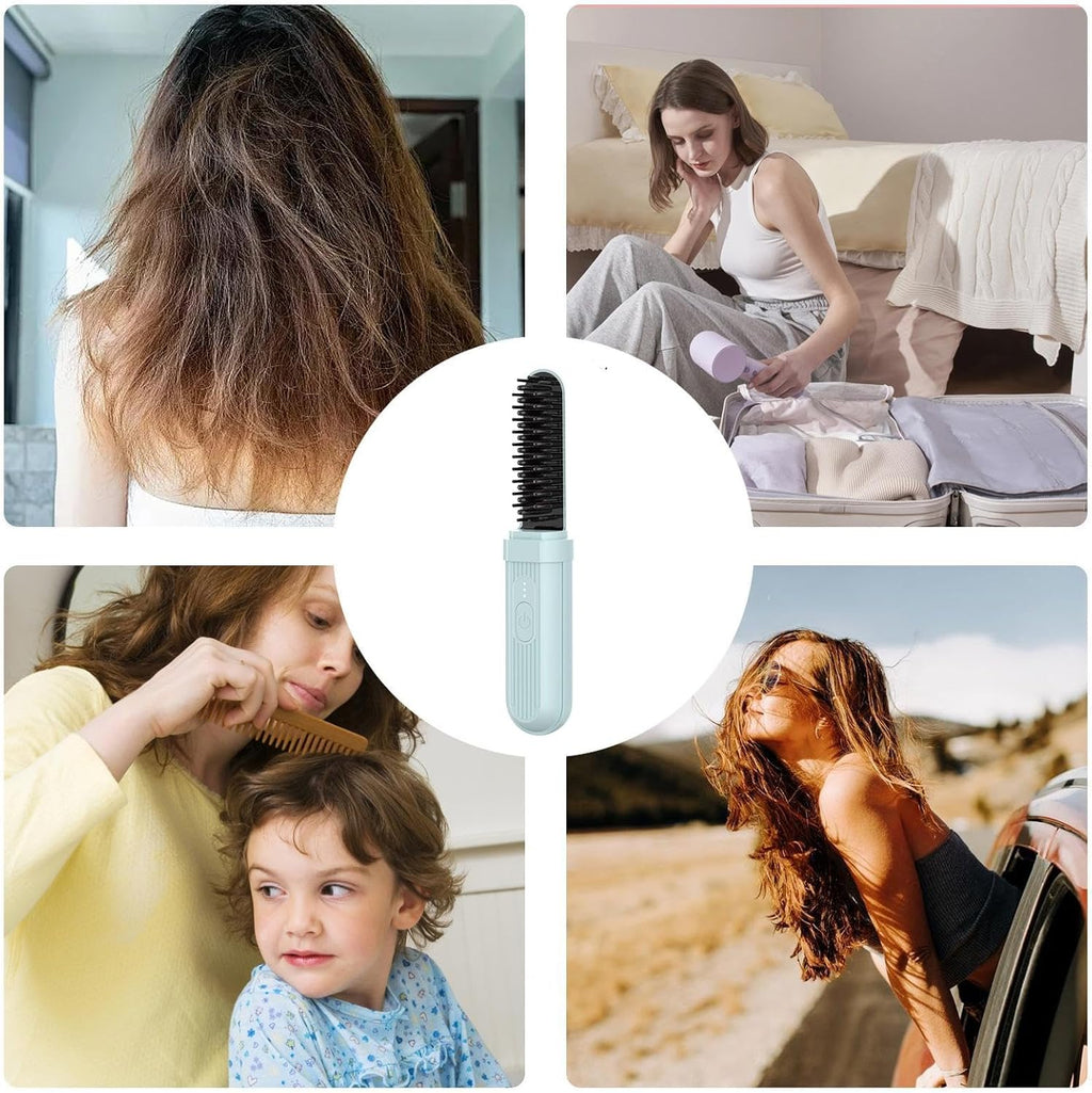 Small Overstock Batch 17 Rechargeable Wireless Straight Hair Brush, Compact Pocket Heating Hair Styling Tool Liquidation Offer