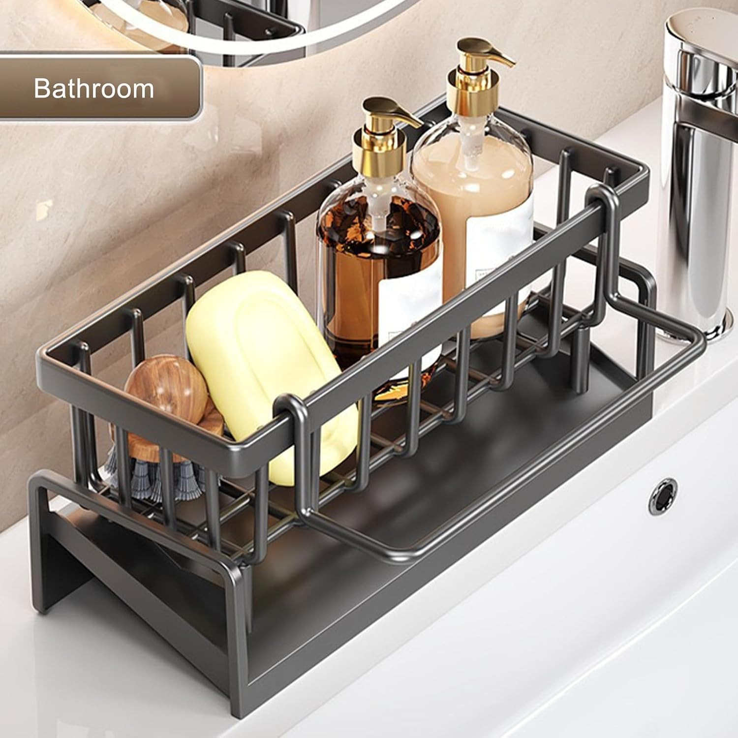 Generic Kitchen Sink Caddy Organizer Sponge Holders with Towel Holders for Kitchen Sink and Countertop