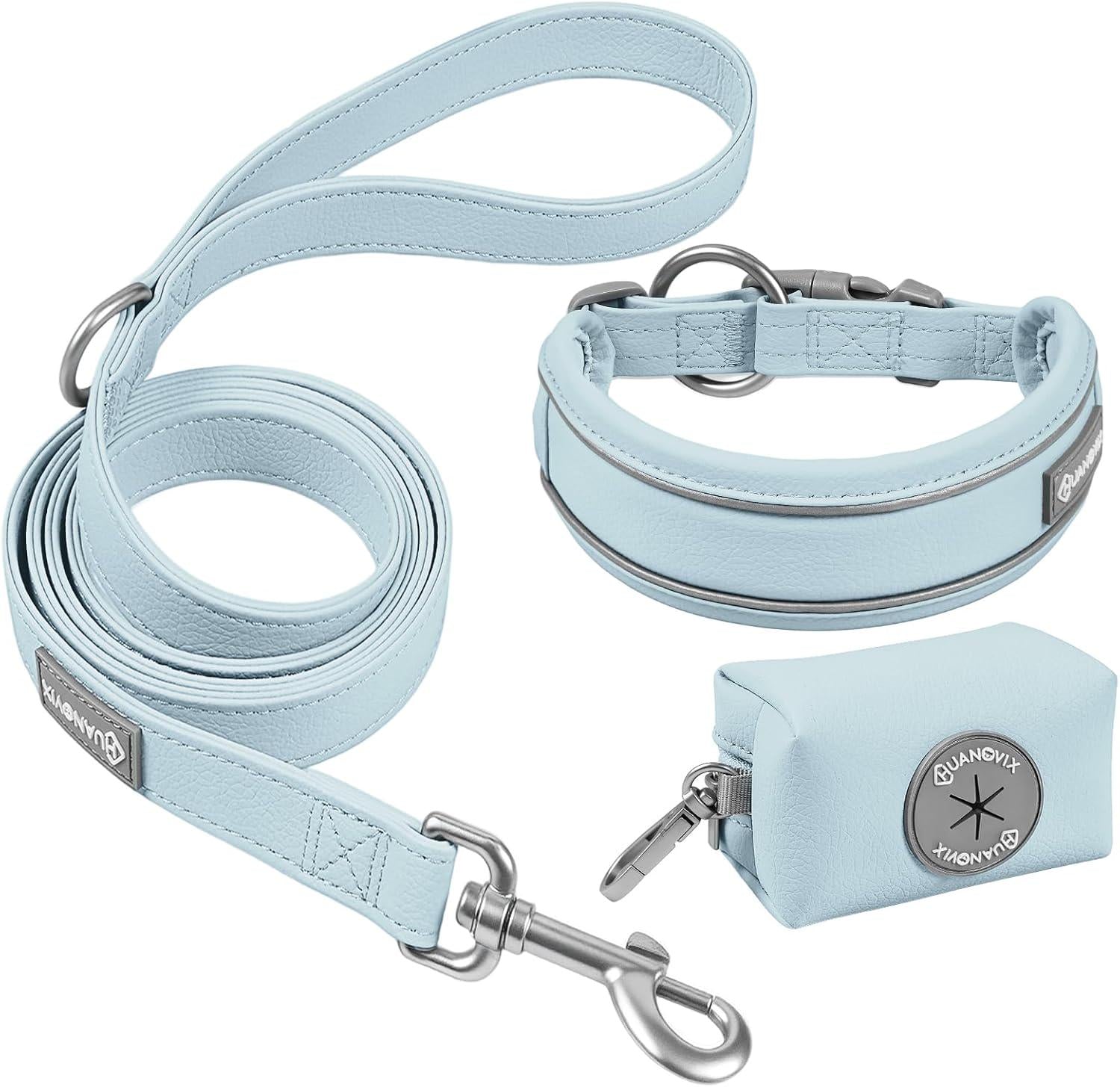 PU Leather Dog Collar & Leash Set, Limited Stock Clearance Sale