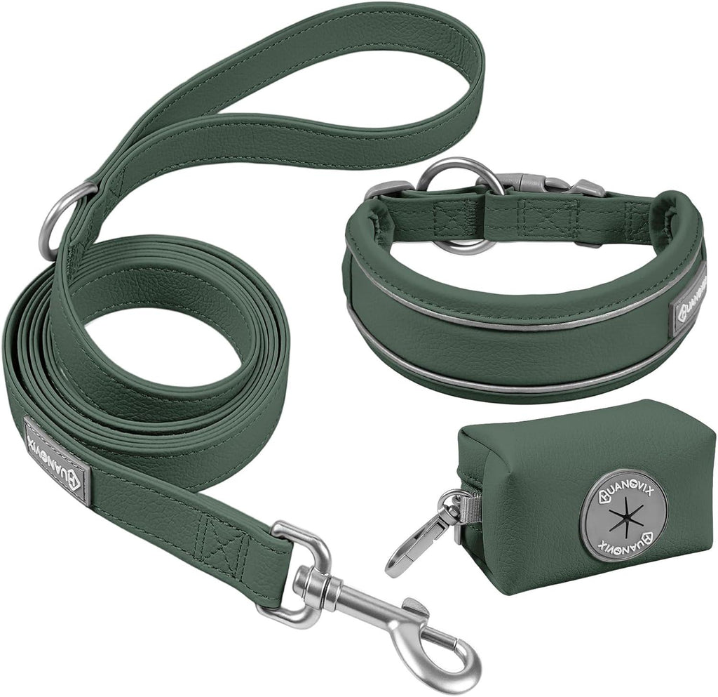 PU Leather Dog Collar & Leash Set, Limited Stock Clearance Sale