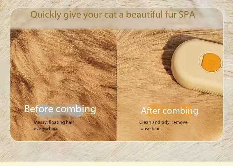 BoBow Cat Steam Brush for Shedding, 4 in 1 Rechargeable Steam Pet Brush for Cats and Dogs, Anti-Static, Massage, Cleaning, Shedding& Combing All In One! (Khaki)