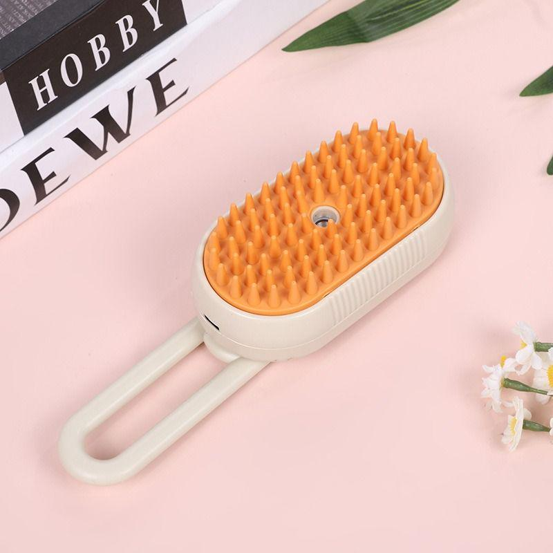 BoBow Cat Steam Brush for Shedding, 4 in 1 Rechargeable Steam Pet Brush for Cats and Dogs, Anti-Static, Massage, Cleaning, Shedding& Combing All In One! (Khaki)