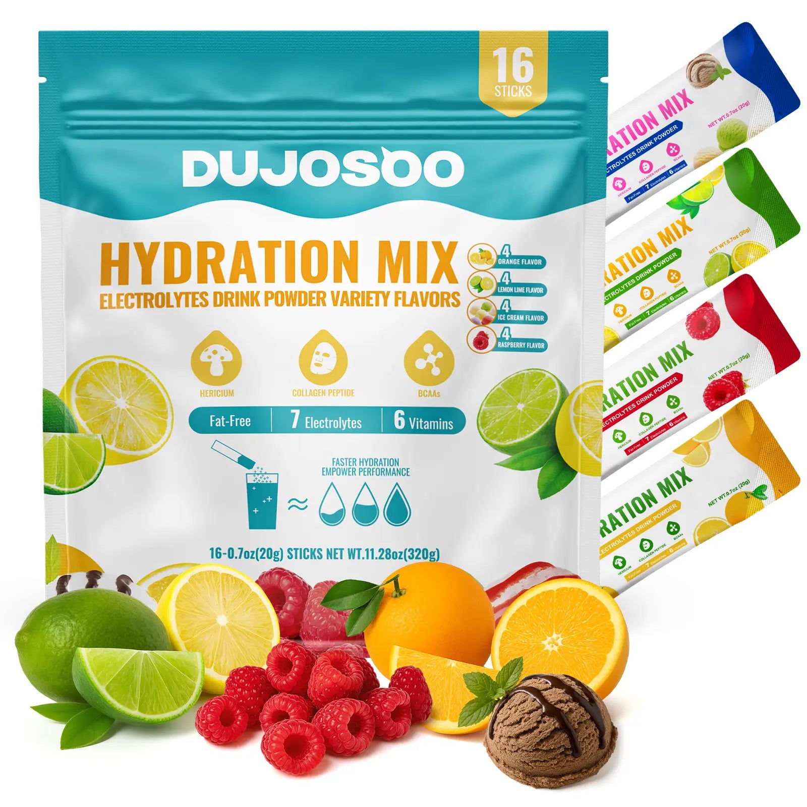 6192Pcs Clearance Mixed Flavors Hydration Mix Electrolyte Drink Powder Sticks, Collagen BCAA Vitamin Hydration Pack, Zero Fat Rapid Hydration Supplement for Workout Travel Daily