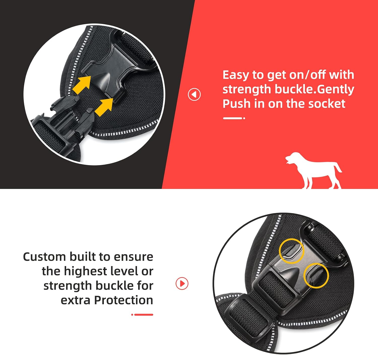 Tactical Dog Harness, No Pull Dog Harness, Military Dog Vest with Adjustable Metal Clips, Reflective Dog Harness for Large Medium Small Dogs, Service Dog Walking Training