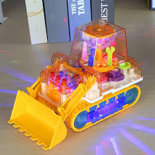 Universal Walking Gear Bulldozer, Light Up Musical Transparent Excavator Truck, Toddler STEM Toy Clearance Stock