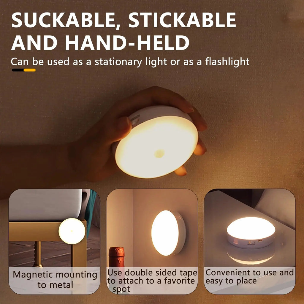 Motion Sensor LED Night Light Clearance, 360° Rotatable Rechargeable Wireless Wall Lamp, Auto On/Off Magnetic Stick-On Closet Stair Bedroom Cabinet Night Lamp