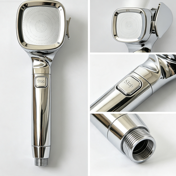 High Pressure Handheld Shower Head with One-Touch Pause Button – Chrome