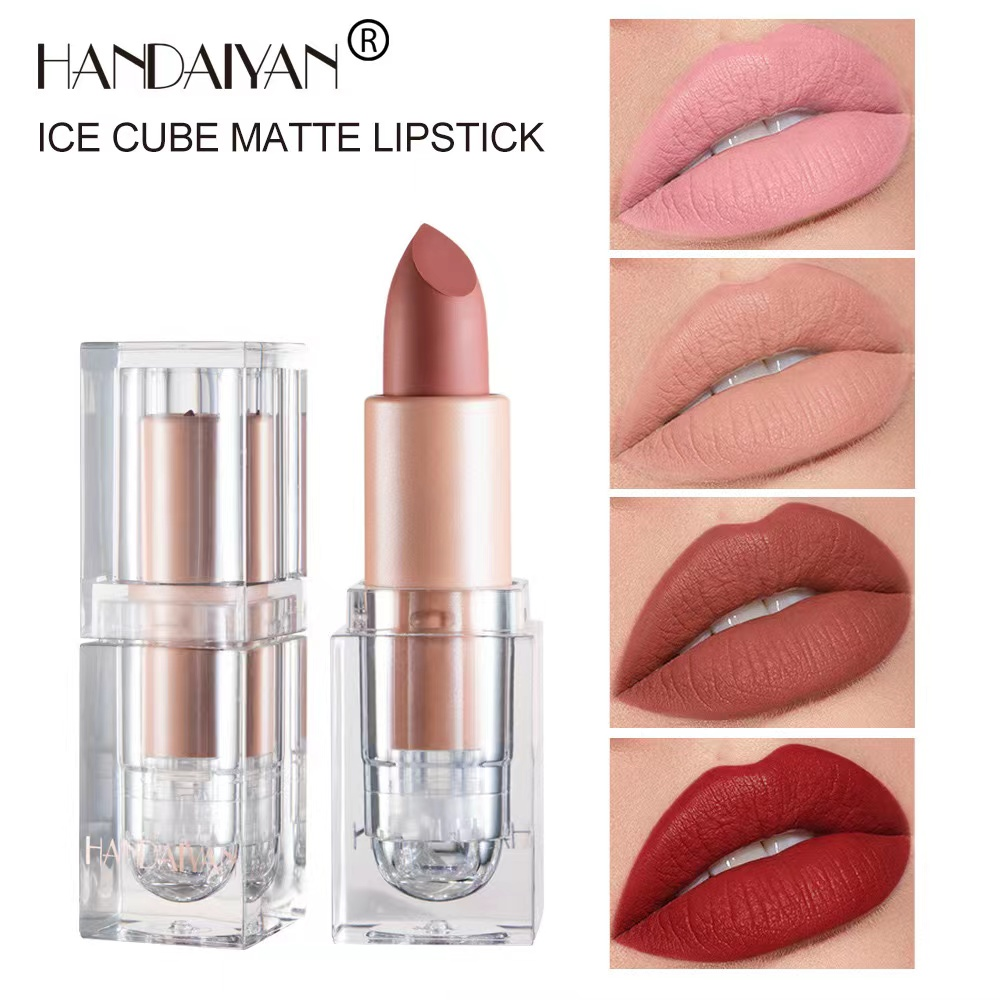 HANDAIYAN Ice Cube Matte Lipstick, Velvety Nude Long Lasting Lip Makeup, Mixed Assorted Colors Random Delivery Clearance Stock