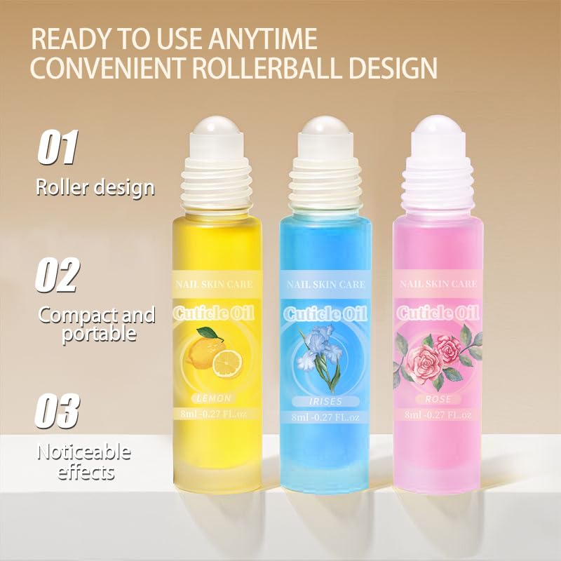 Clearance 5Pcs Mini Cuticle Oil Roller Balls, Mild Moisturizing Nail Care Oil, Soften Cuticles & Repair Cracked Nail Edges, Portable Travel Size