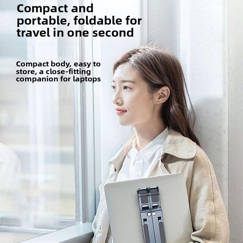 Adjustable Aluminum Laptop Stand Clearance, Foldable Portable Ergonomic Notebook Riser, Multi-Angle Height Adjustable Cooling Laptop Holder for Desk Travel Home Office
