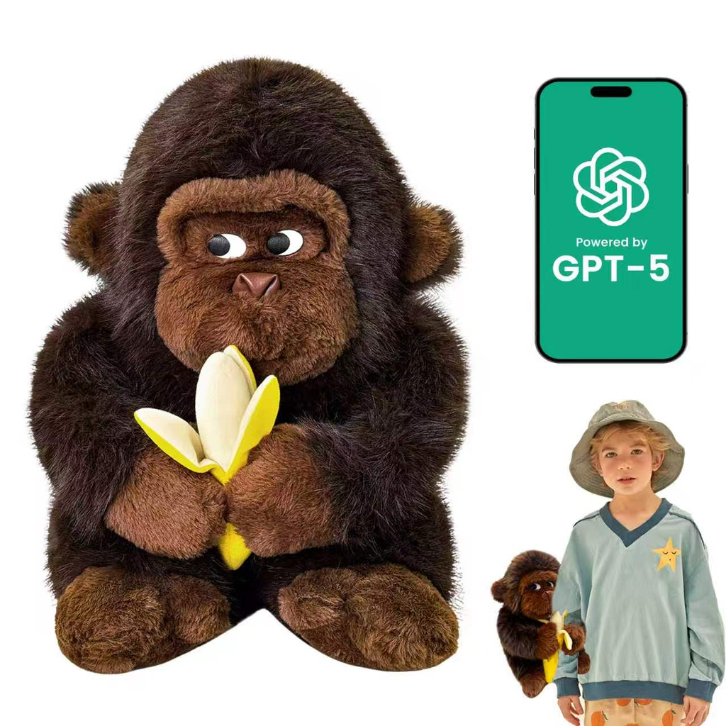7 Inch Cute Gorilla Plush Toy Clearance, Soft Fluffy Brown Monkey Stuffed Animal Holding Banana, Small Ape Plush Doll Gift for Kids Birthday Home Decor