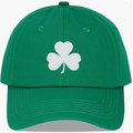 Green Lucky Three Leaf Clover Baseball Hat, St Patrick’s Day Shamrock Embroidery Casual Dad Cap Clearance Overstock