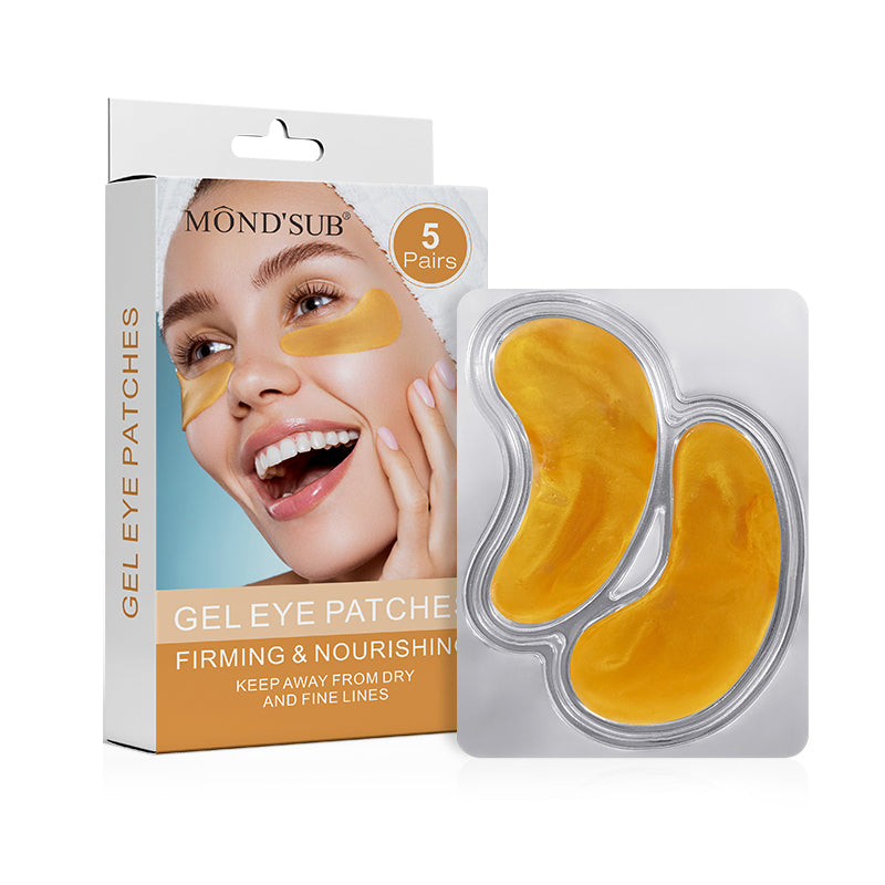 Clearance 24K Gold Gel Eye Patches, Firming Nourishing Under Eye Masks, Reduce Dark Circles Puffiness Fine Lines, 5 Pairs Per Box