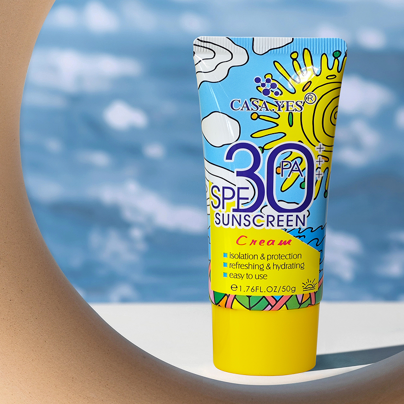 Clearance CASA.YES SPF30 PA++ Sunscreen Cream, Refreshing Hydrating UV Protection Sun Lotion, Non-Greasy Facial Body Sunblock 50g