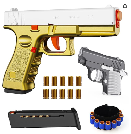 2845Pcs Clearance Mixed Color Shell Ejecting Toy Blaster Set, Manual Soft Foam Dart Pistol with Mini Toy Gun, Shell Casings & Ammo Wristband, Kids Outdoor Shooting Game Toy