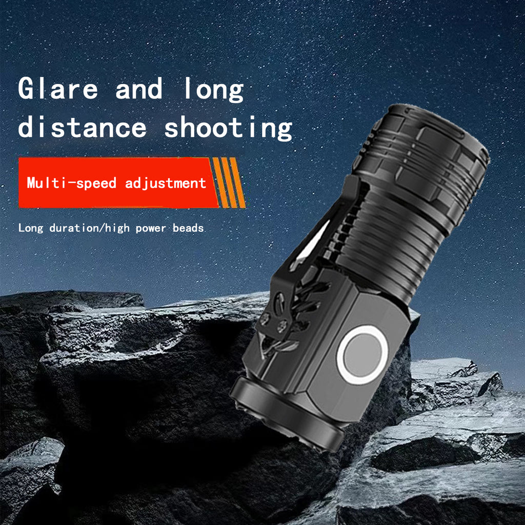 Mini LED Flashlight with Clip Clearance, Dual Beads Super Bright Pocket Torch, USB Rechargeable Waterproof Small Flash Light for Camping Hiking Emergency EDC
