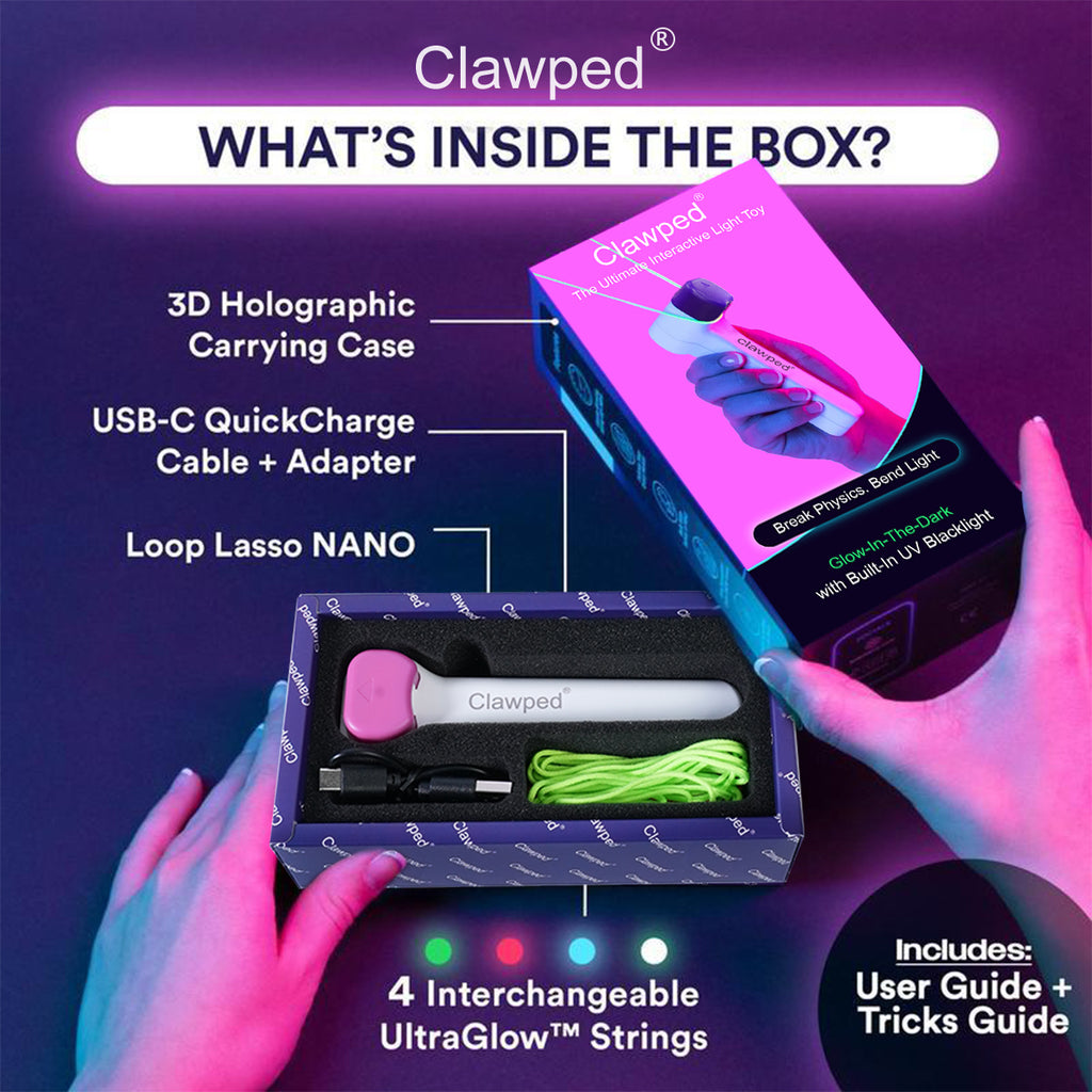Glow In Dark Loop Lasso Rope Launcher, USB Charging String Shooter with UV Light, Interactive Trick Fidget Toy Gift Box Clearance Stock