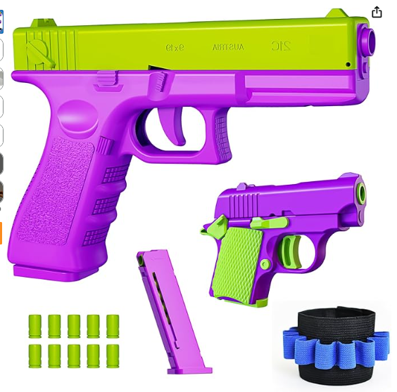 2845Pcs Clearance Mixed Color Shell Ejecting Toy Blaster Set, Manual Soft Foam Dart Pistol with Mini Toy Gun, Shell Casings & Ammo Wristband, Kids Outdoor Shooting Game Toy