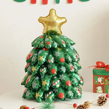 1920Pcs Clearance Christmas Tree Foil Balloon Set, Self-Standing 3D Xmas Tree Aluminum Balloon with Star Topper, Indoor Christmas Party Table Decor Photo Prop