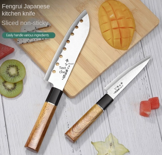 Kitchen Knife Set Clearance, High Carbon Stainless Steel Nakiri Cleaver Chef Santoku Paring Knife, Wooden Handle Sharp Cutting Knives for Meat Vegetable Fruit