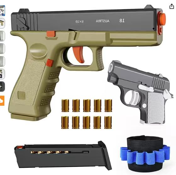 2845Pcs Clearance Mixed Color Shell Ejecting Toy Blaster Set, Manual Soft Foam Dart Pistol with Mini Toy Gun, Shell Casings & Ammo Wristband, Kids Outdoor Shooting Game Toy