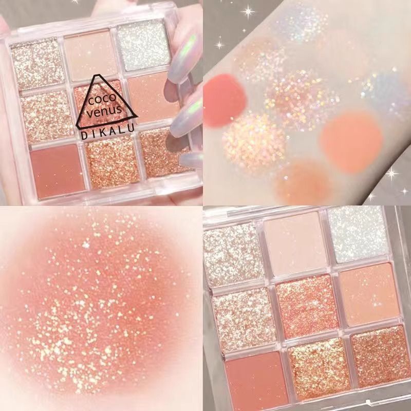 9 Shades Neutral Eyeshadow Palette, Matte + Sparkle Glitter Eye Makeup, Earth Tone Eyeshadow Compact, Mixed Styles Random Delivery Clearance Stock