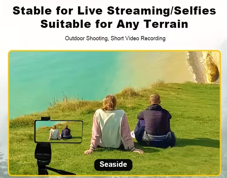 Adjustable Camera Tripod Stand with Phone Holder Clearance, Lightweight Portable Extendable Tripod for Smartphone DSLR Camera Vlog Live Streaming Video Shooting