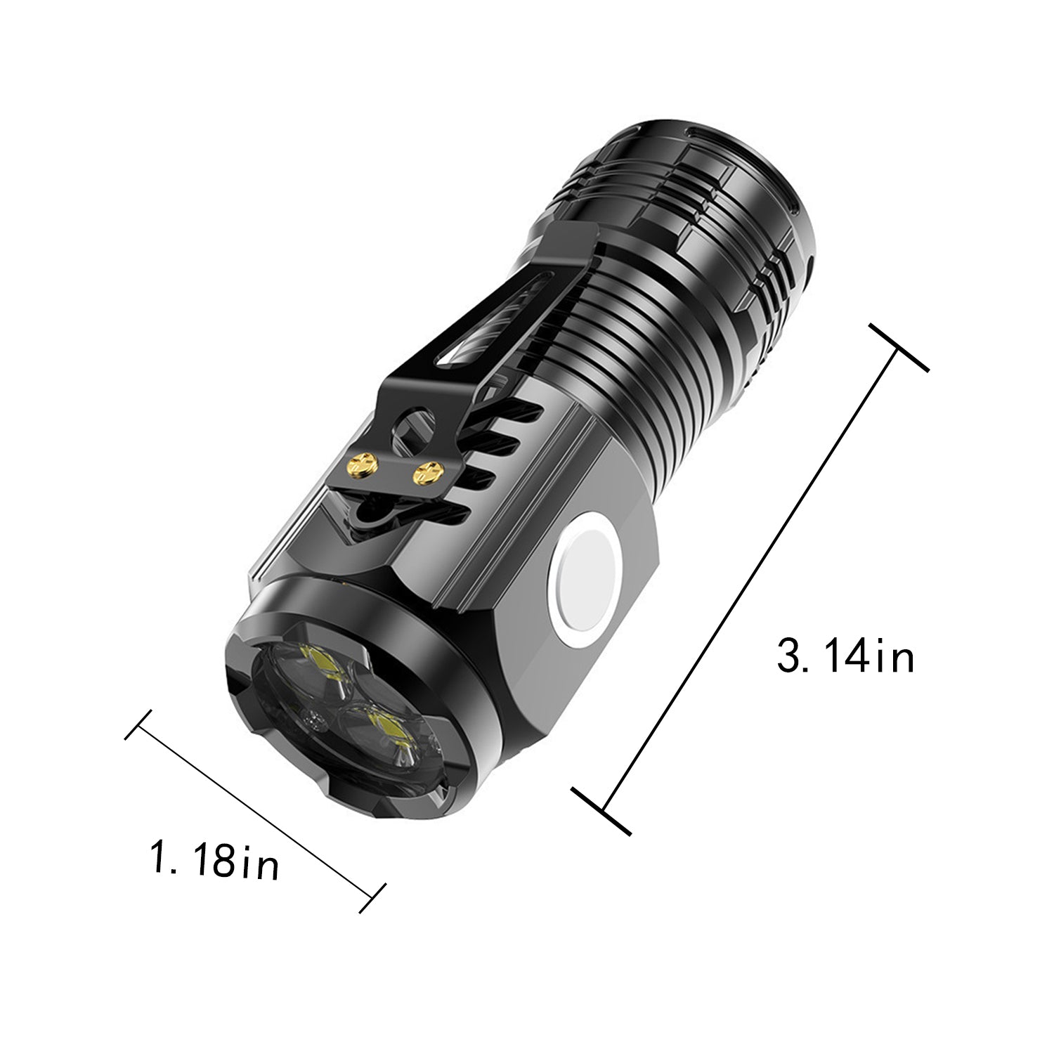 Mini LED Flashlight with Clip Clearance, Dual Beads Super Bright Pocket Torch, USB Rechargeable Waterproof Small Flash Light for Camping Hiking Emergency EDC