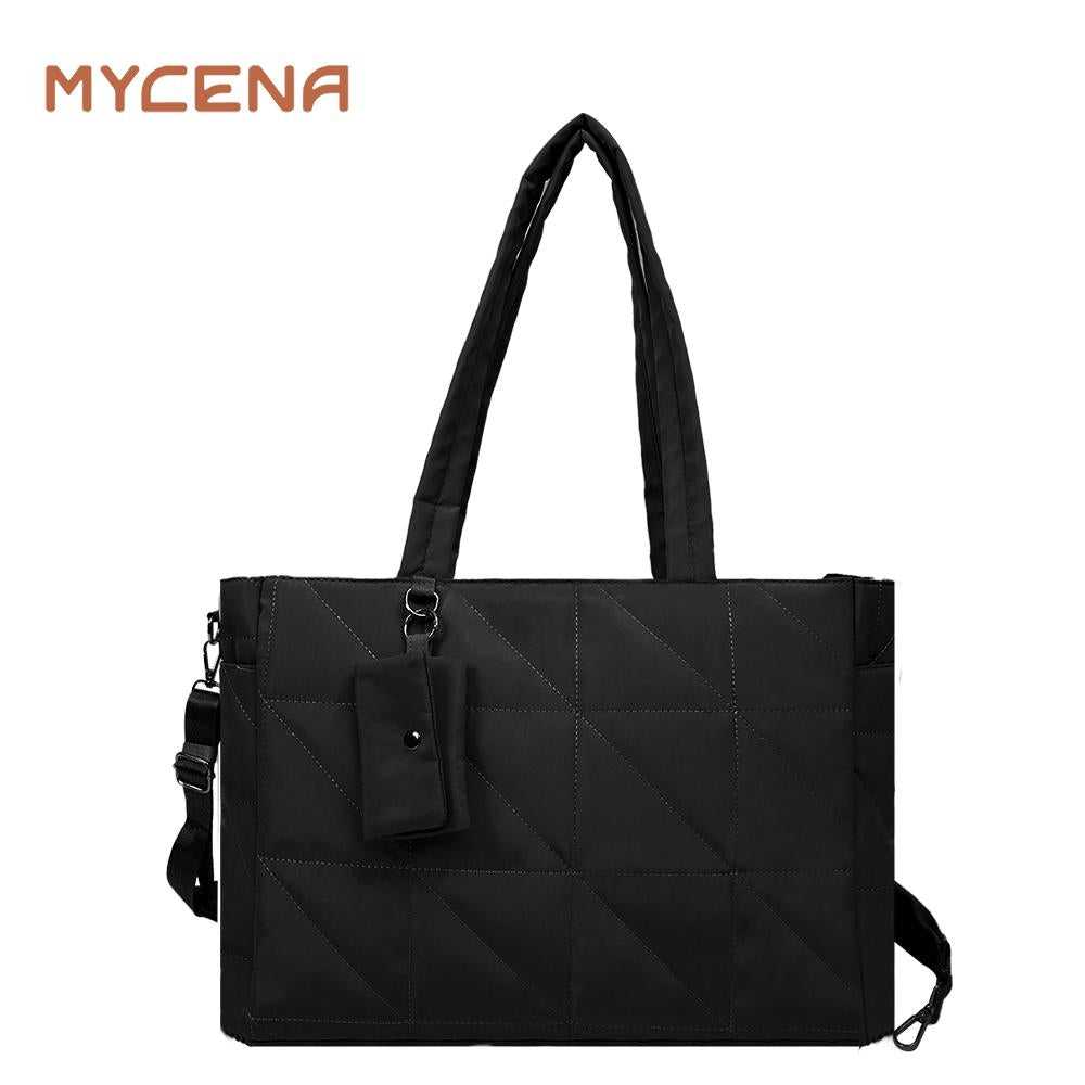 Quilted Nylon Laptop Tote Bag Clearance, Large Capacity Work Commuter Shoulder Bag with Small Coin Pouch, 2-in-1 Crossbody Handbag for Women