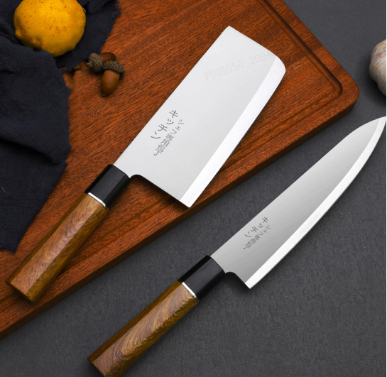 Kitchen Knife Set Clearance, High Carbon Stainless Steel Nakiri Cleaver Chef Santoku Paring Knife, Wooden Handle Sharp Cutting Knives for Meat Vegetable Fruit
