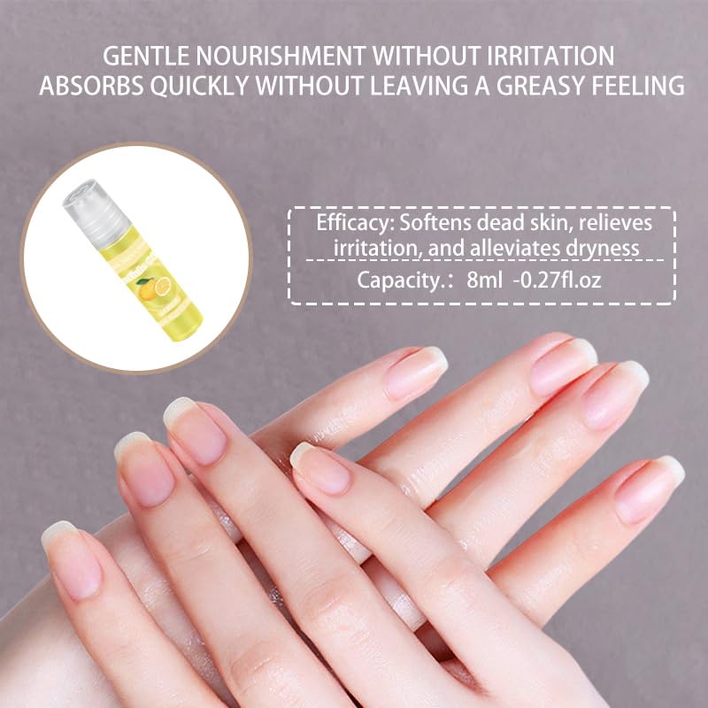 Clearance 5Pcs Mini Cuticle Oil Roller Balls, Mild Moisturizing Nail Care Oil, Soften Cuticles & Repair Cracked Nail Edges, Portable Travel Size
