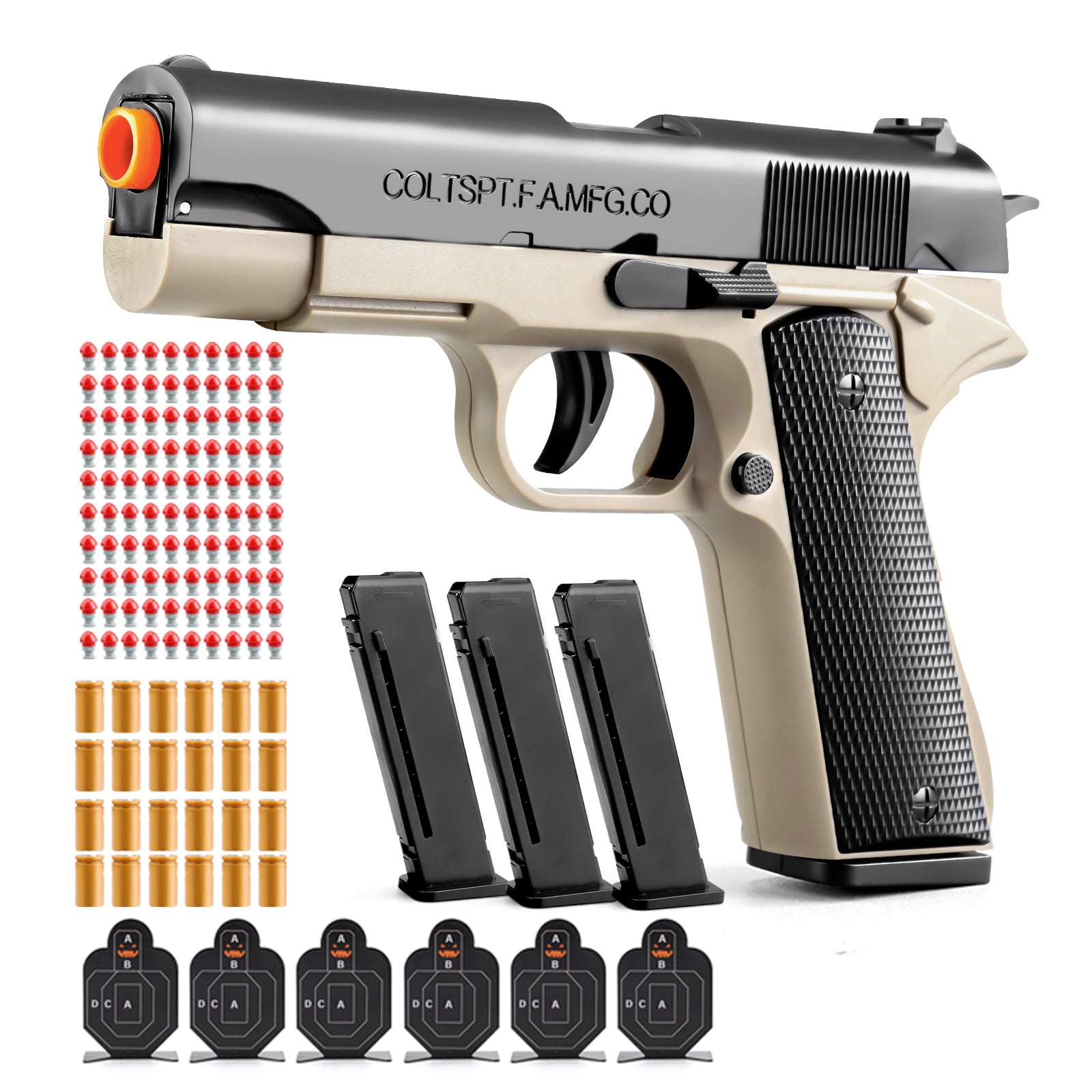 Clearance Shell Ejecting Revolver Foam Blaster, Smith & Wesson Style Manual Toy Pistol with EVA Soft Bullets & Targets, Kids Outdoor Shooting Game Toy