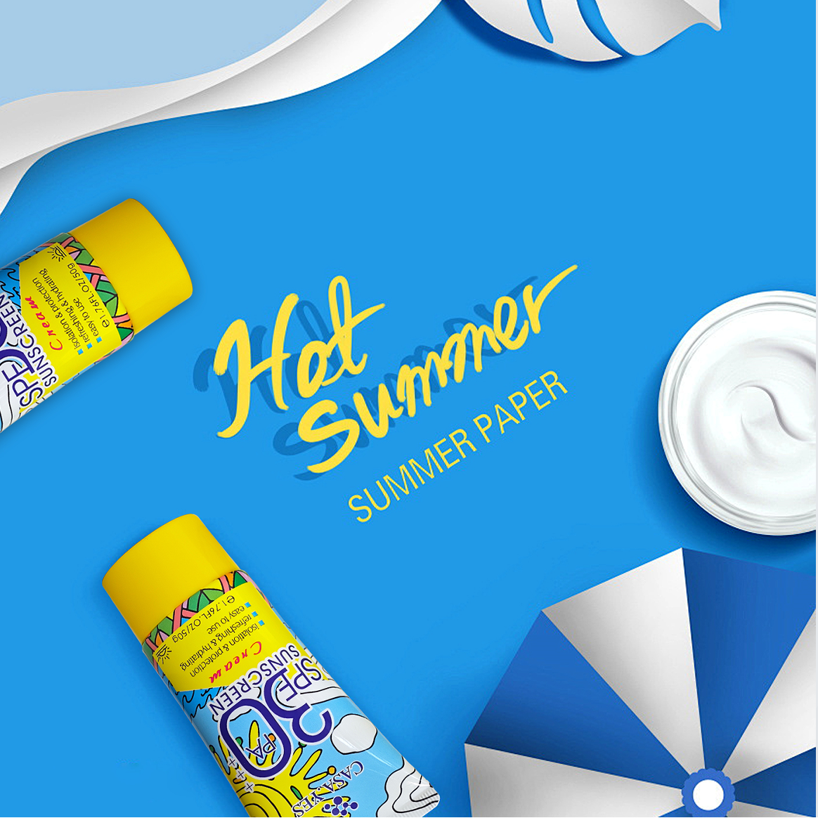 Clearance CASA.YES SPF30 PA++ Sunscreen Cream, Refreshing Hydrating UV Protection Sun Lotion, Non-Greasy Facial Body Sunblock 50g