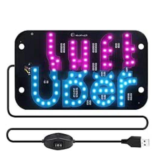 Mixed Lot Uber Taxi LED Car Sign Light Clearance, USB RGB Multi-Color Windshield LED Indicator Light, Suction Cup Mount Ride Share Car Interior LED Warning Light Assorted Bundle