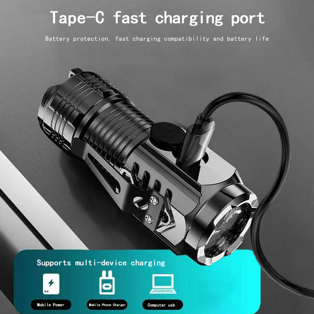 Mini LED Flashlight with Clip Clearance, Dual Beads Super Bright Pocket Torch, USB Rechargeable Waterproof Small Flash Light for Camping Hiking Emergency EDC