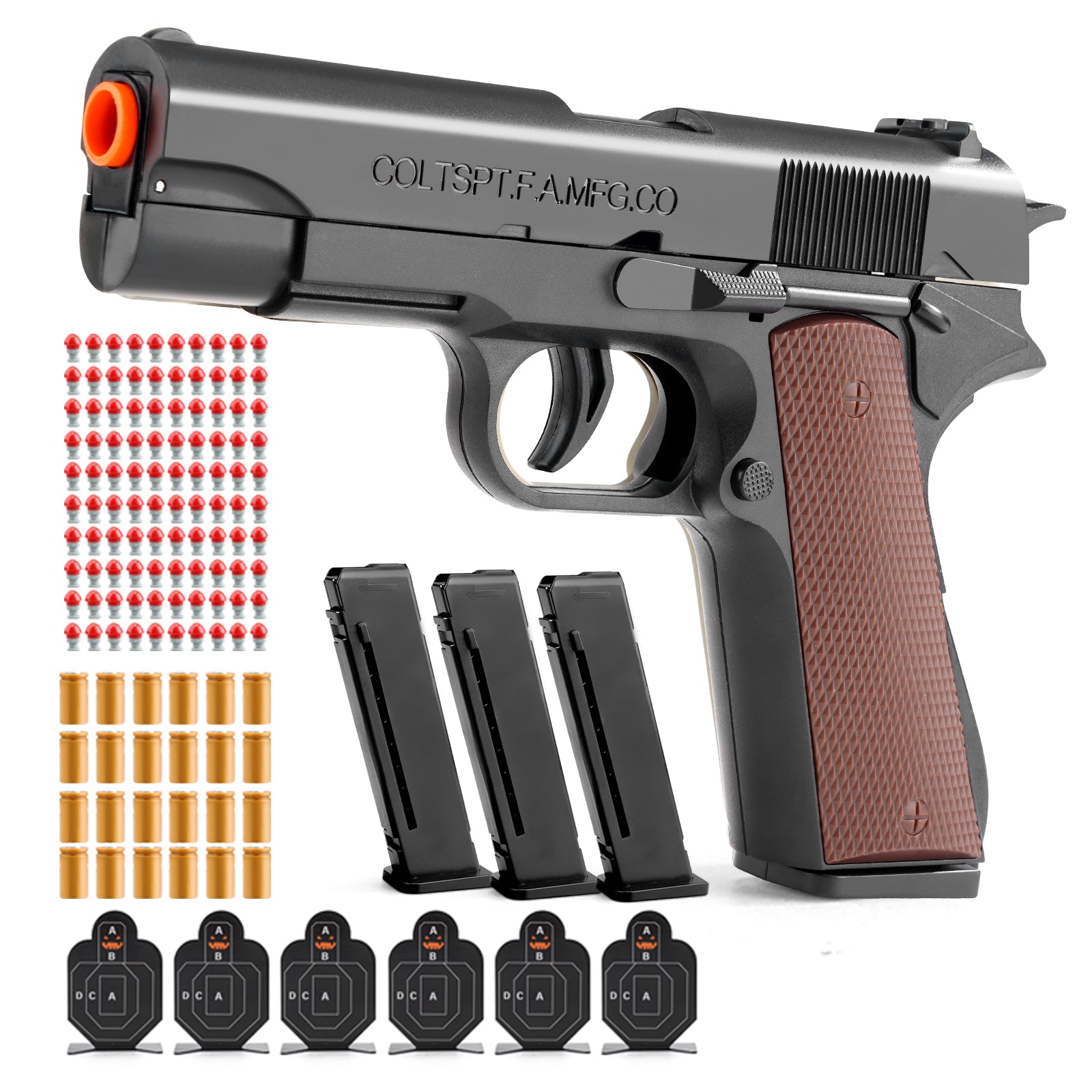 Clearance Shell Ejecting Revolver Foam Blaster, Smith & Wesson Style Manual Toy Pistol with EVA Soft Bullets & Targets, Kids Outdoor Shooting Game Toy