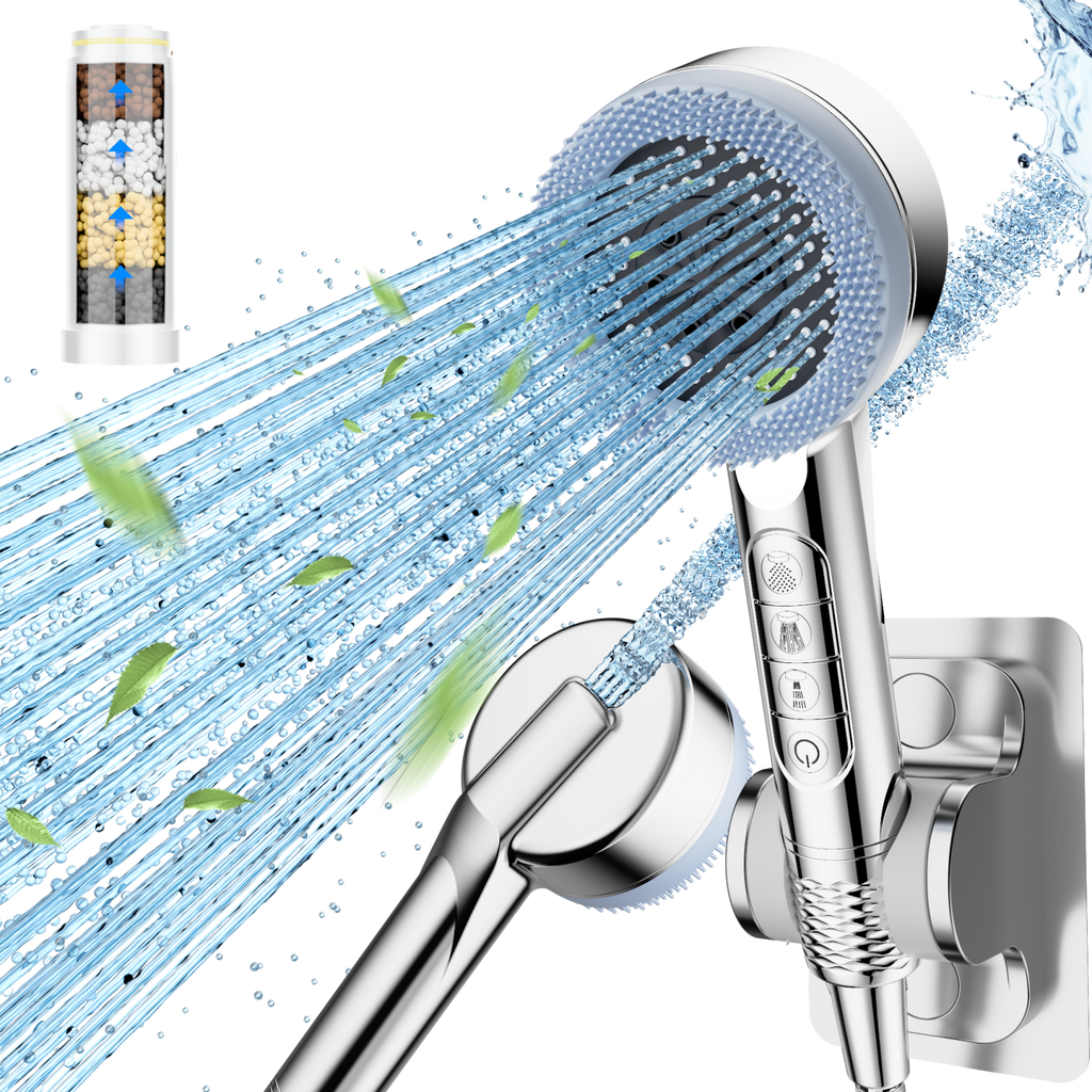 Filtered High Pressure Shower Head with 4 Spray Modes Clearance, Mineral Beads Hard Water Softening Handheld Showerhead, Detachable Water Saving Shower Sprayer for Bathroom