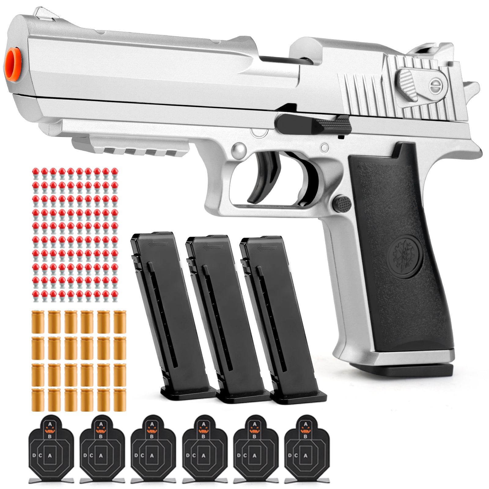 Clearance Shell Ejecting Revolver Foam Blaster, Smith & Wesson Style Manual Toy Pistol with EVA Soft Bullets & Targets, Kids Outdoor Shooting Game Toy