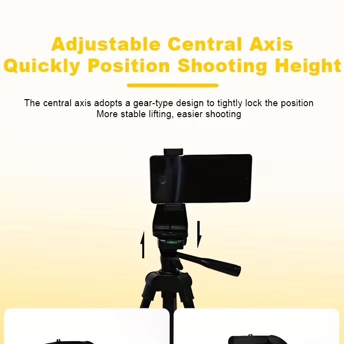 Adjustable Camera Tripod Stand with Phone Holder Clearance, Lightweight Portable Extendable Tripod for Smartphone DSLR Camera Vlog Live Streaming Video Shooting