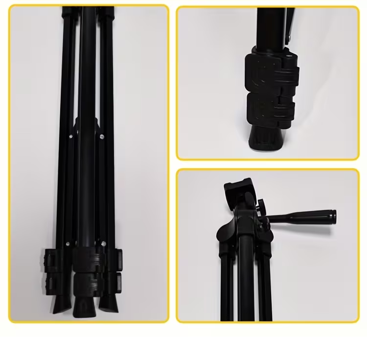 Adjustable Camera Tripod Stand with Phone Holder Clearance, Lightweight Portable Extendable Tripod for Smartphone DSLR Camera Vlog Live Streaming Video Shooting