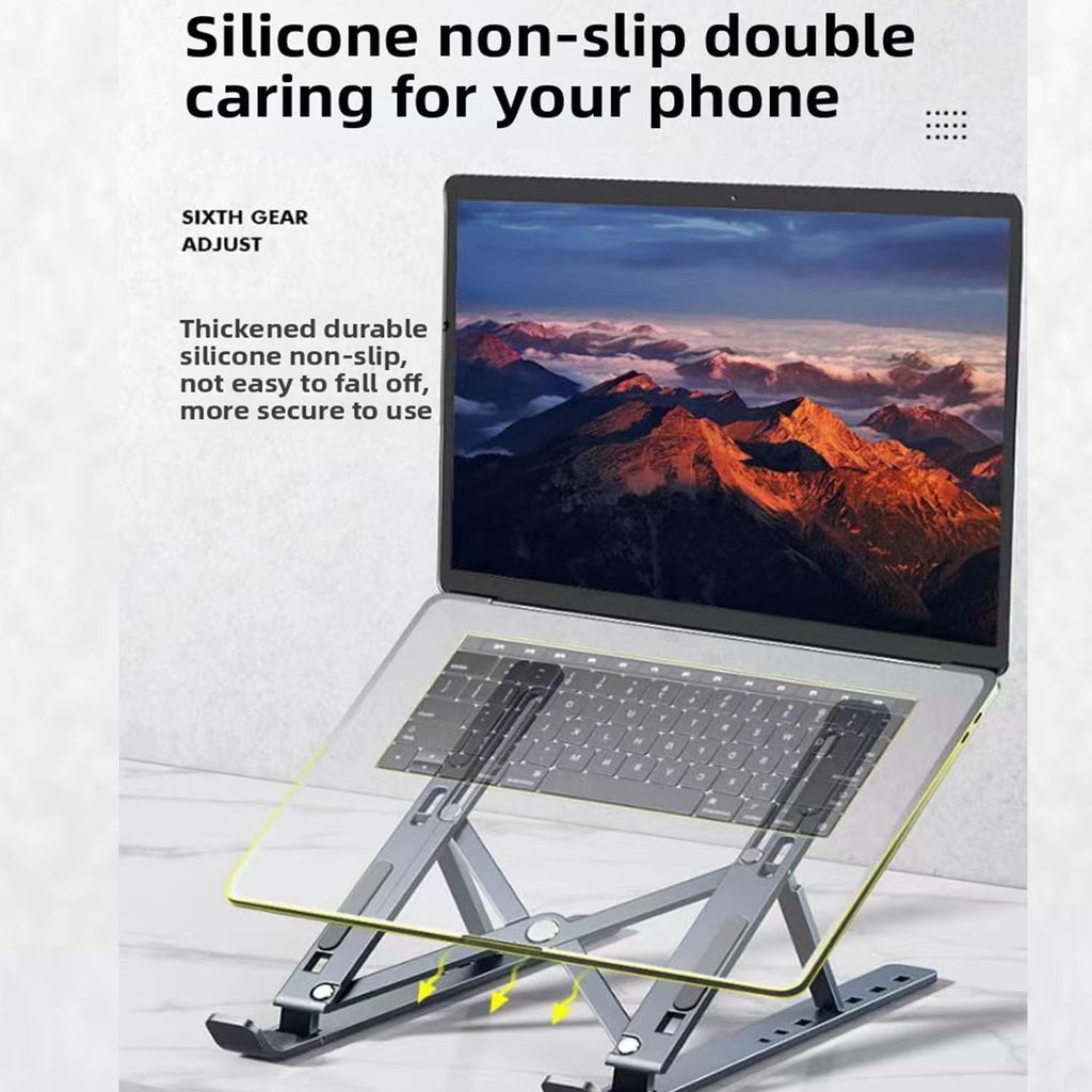 Adjustable Aluminum Laptop Stand Clearance, Foldable Portable Ergonomic Notebook Riser, Multi-Angle Height Adjustable Cooling Laptop Holder for Desk Travel Home Office